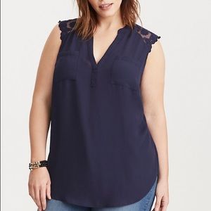 GEORGETTE LACE INSET TANK TOP